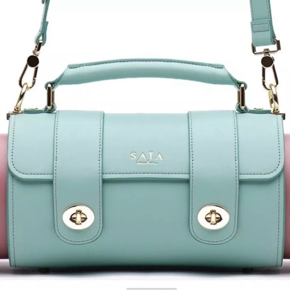 NWTs!!!! Women's SAIA Handbag Green/Pink Crossbody Yoga Mat Bag One Size